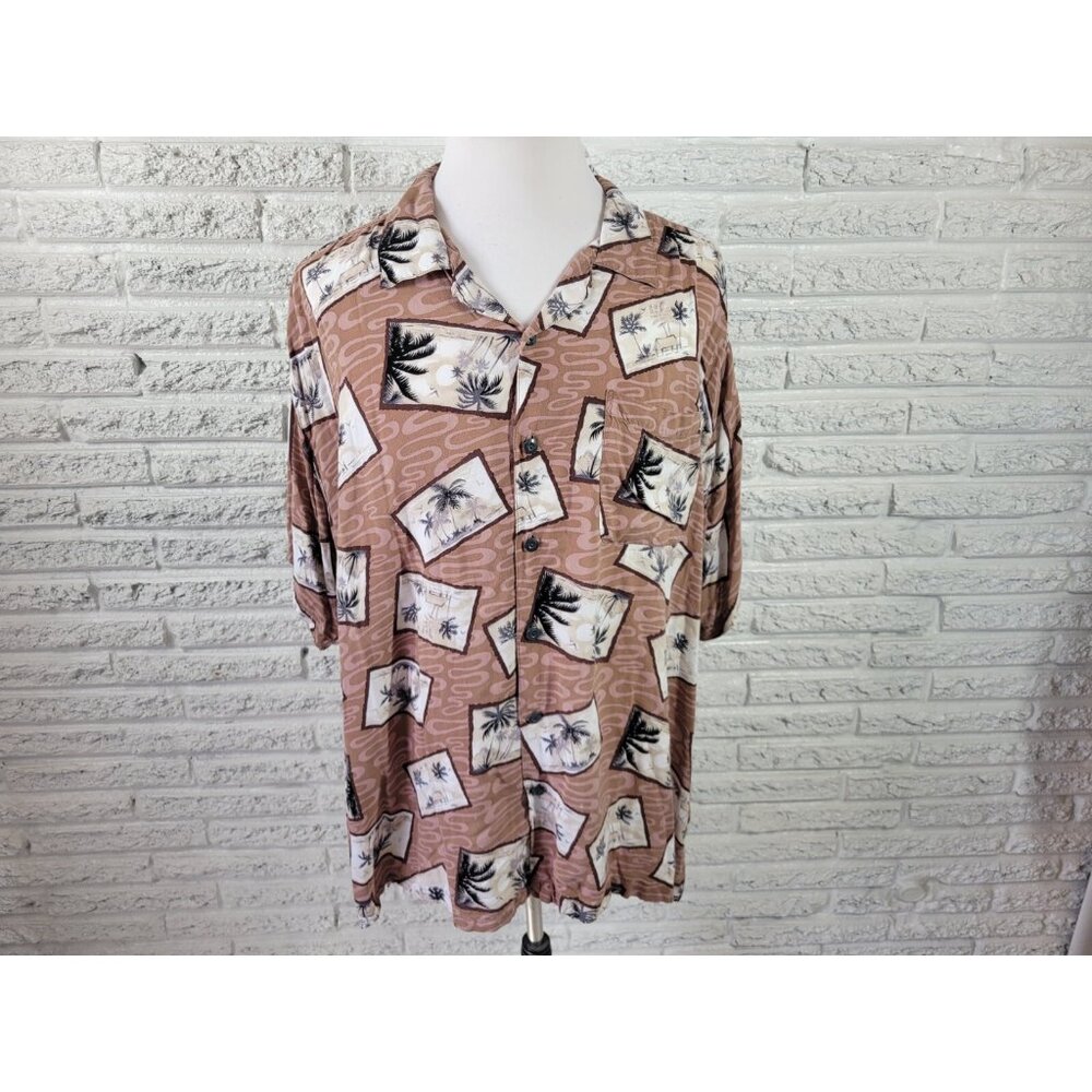 Pineapple Connection Men Shirt 4XB Big Short Sleeve Brown Floral FLO202E